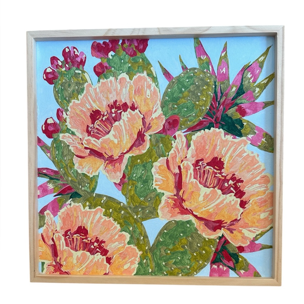 Floral Cactus Painting 12”x 12”